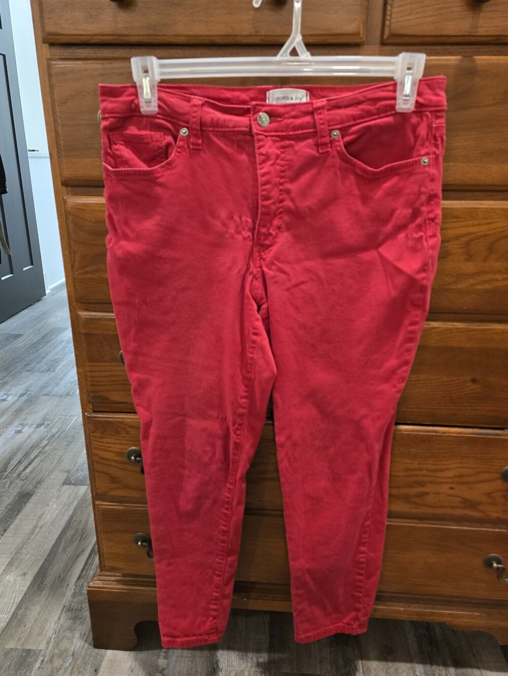 Crown And Ivy, Red, Capri Jeans, Size 14P